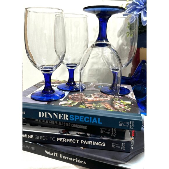 Princess House Cobalt Blue Stem Iced Tea Glass Set Of 4 - Picture 6 of 12